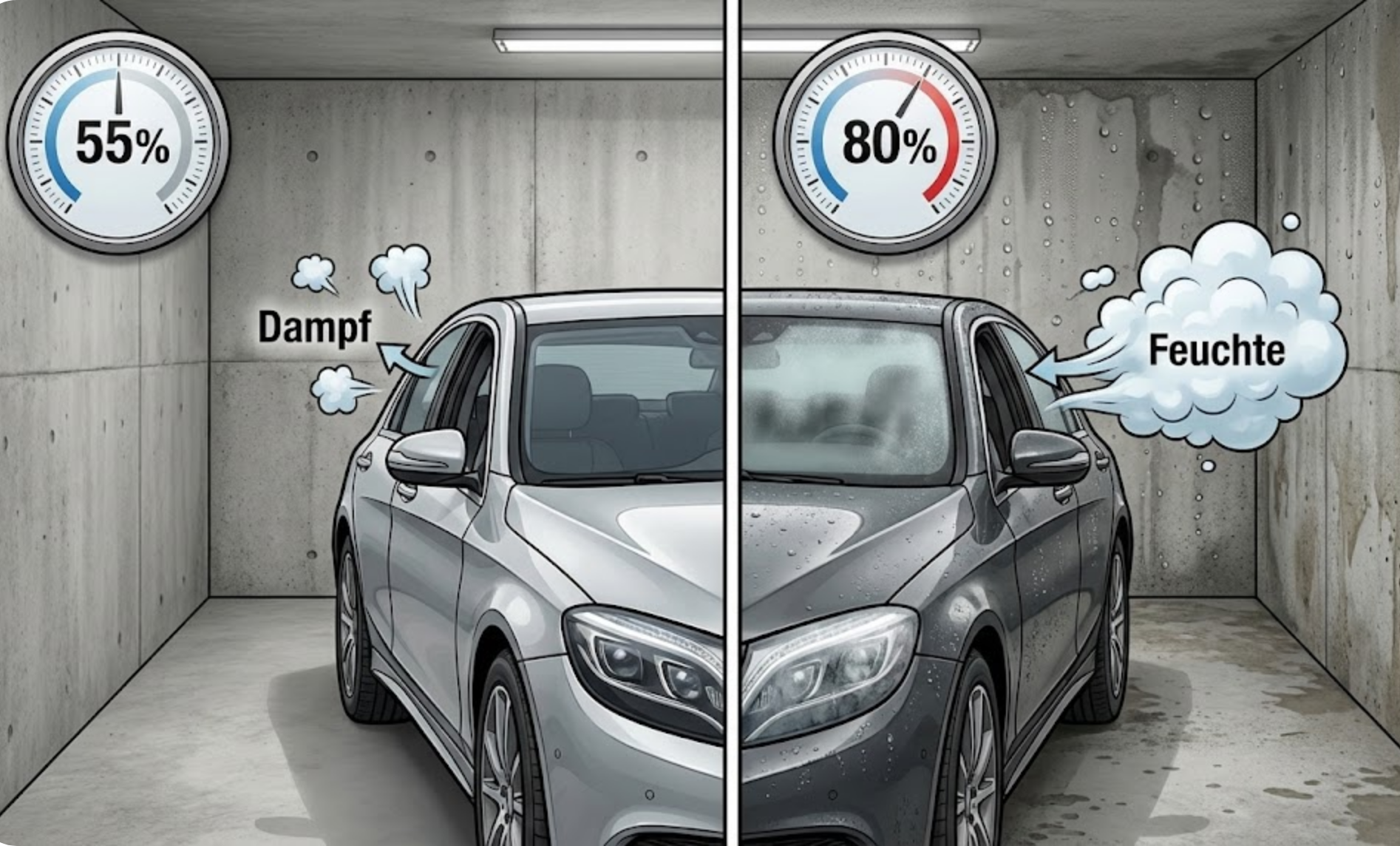 Auto-Fenster in der Garage offen oder zu? Die Antwort ist: Kommt drauf an, auf die Luft.
